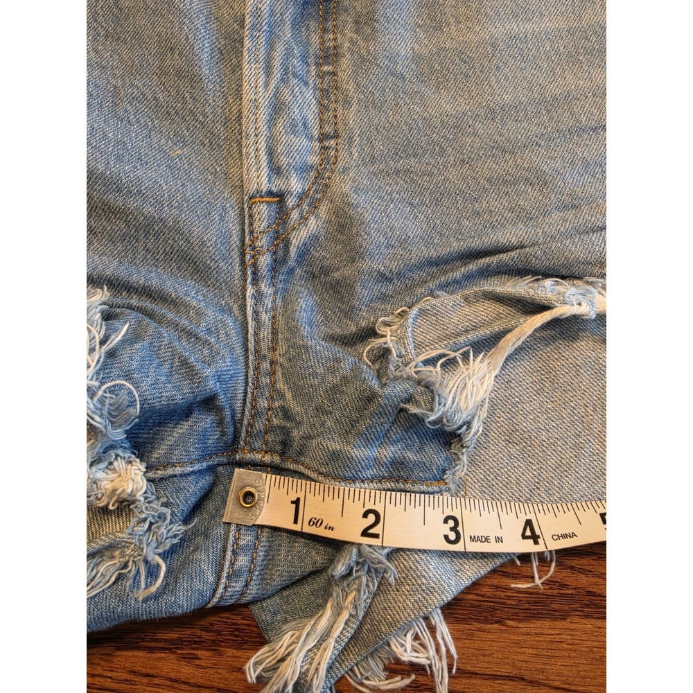 Levi's 501 Cut Off Denim Shorts Womens W31 High Rise Button Fly Distressed Blue - Picture 7 of 13